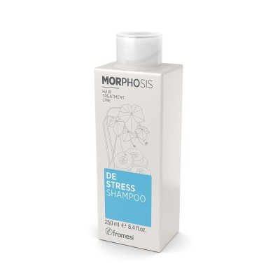 DeStress Shampoo - Morphosis Framesi 250 ML ou de 1000ML un shampooing apaisant au pH physiologique conçu pour répondre aux besoins des peaux sensibles. Ce produit exceptionnel nettoie vos cheveux en douceur tout en offrant une action rafraîchissante efficace, laissant vos cheveux doux, démêlés et revitalisés. 