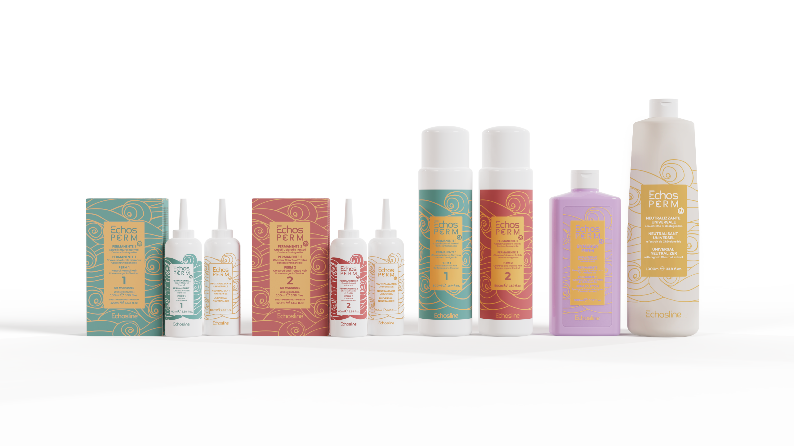 P1 - P2 Permanente - Echos Perm : permanente pour les cheveux de la marque Echosline à l’extrait de châtaigne biologique et des extraits de plantes. C'est un liquide ondulant permanent pour obtenir des boucles définies
