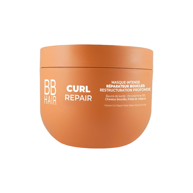 BB Curl Repair Masque Intense Réparateur Boucles Le Masque Intense Réparateur Boucles Curl Repair est conçu pour restructurer en profondeur les cheveux frisés à crépus. Sa formule est enrichie en beurre de karité et en provitamine B5