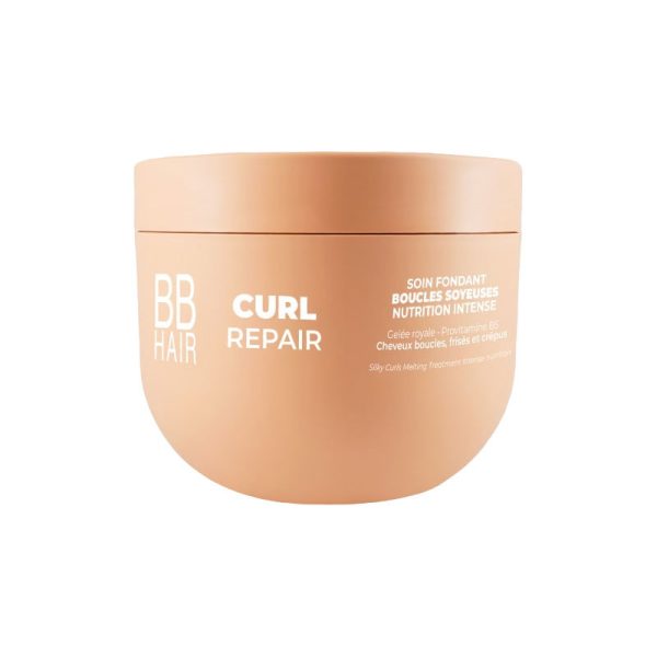 BB Curl Repair Soin Fondant Boucles Soyeuses 500ml Le Soin Fondant Boucles Soyeuses Curl Repair est conçu pour prendre soin en profondeur des cheveux bouclés à crépus. Il est enrichi en gelée royale et en provitamine B5