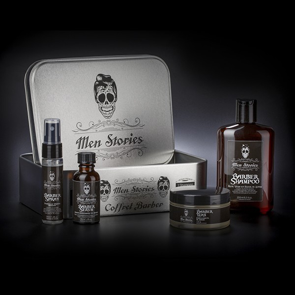 Coffret Barber Men Stories - 4 produits Coffret Barber Men Stories - 4 produits comprend : -    Barber Sérum 30 ml . Huile sèche à base d’ Argan
