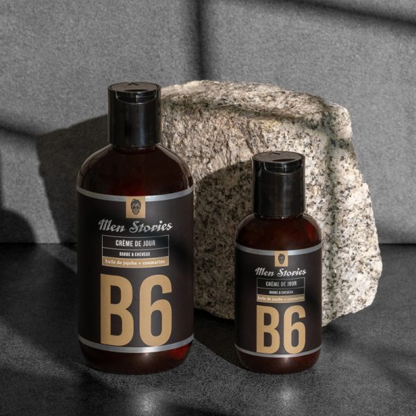 B6 - Crème de Jour Barbe et Cheveux de la marque Men Stories est bien plus qu’un simple soin hydratant. Véritable allié multifonction 10 en 1