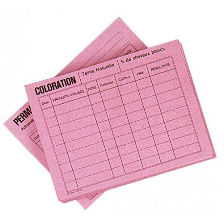 Fiche technique pour coloration ou permanente rose 100 pcs