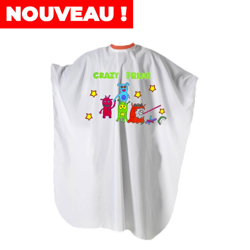 poncho-enfant-blanc-avec-col-en-silicone-flean-up-100-hermetique Poncho Enfant avec col en silicone Flean'up : Découvrez le Flean'Up Poncho Protect : un "must have" pour coiffer les enfants